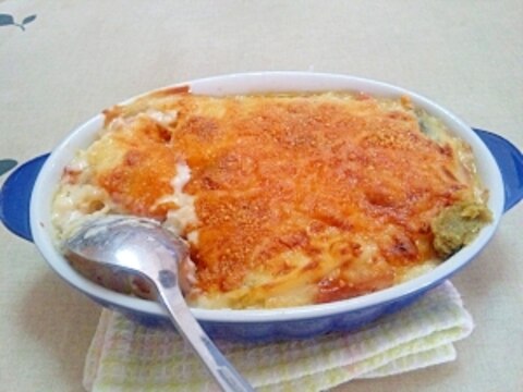 長ネギ・サトイモ・ベーコンのグラタン